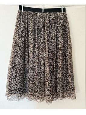 A New Day Leopard Print Pleated Midi Skirt - Animal Print - Size Small